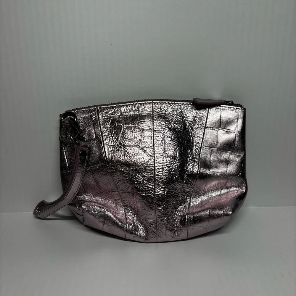 Sharif Metallic Lilac Wristlet Clutch - Stylish Evening Bag
